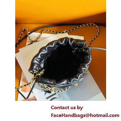 Chanel Shiny Lambskin, Bijoux Charms  &  Gold-Tone Metal CHANEL 22 Mini Handbag AS3980 Black